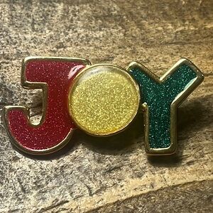 "JOY" Holiday Christmas Multicolor Enamel Letters Lapel Pin Brooch.